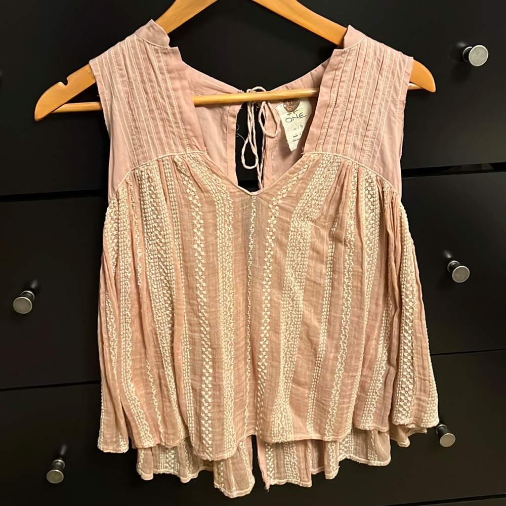 Light pink open back blouse